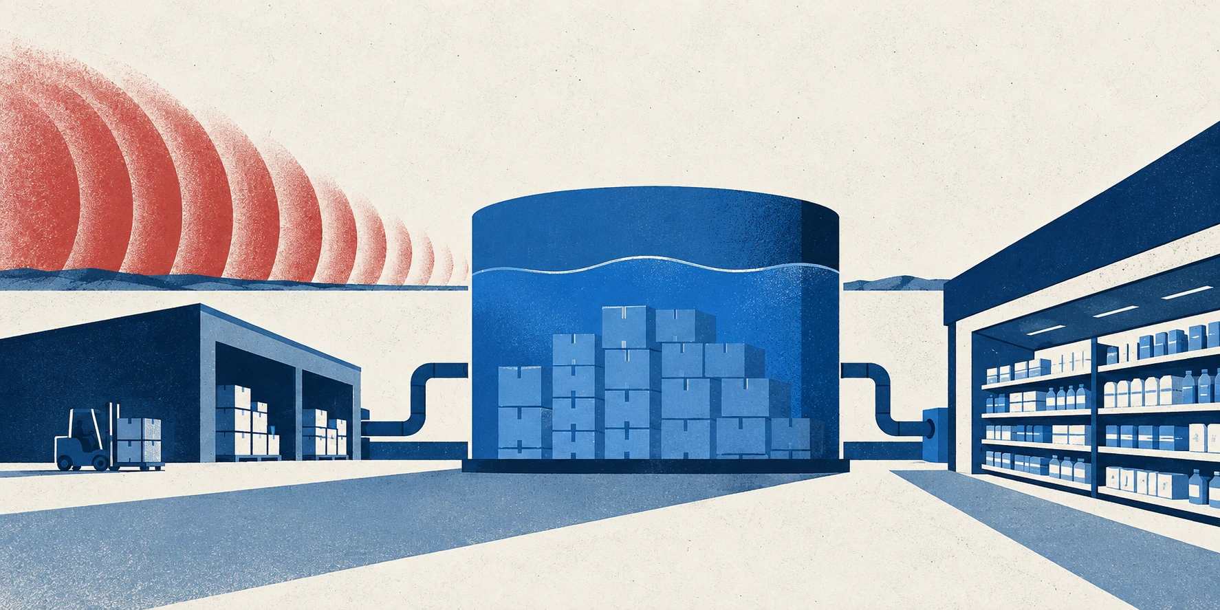 Retailers Expect Lag Before Canada’s Counter-Tariffs Reach Store Shelves. Editorial illustration.