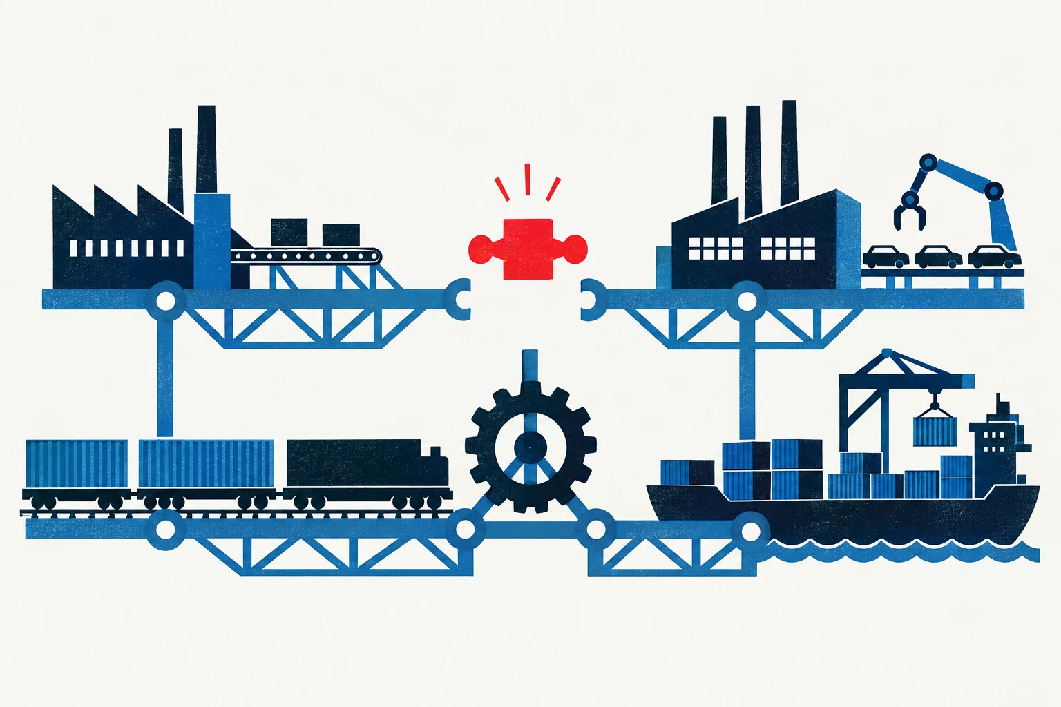 Editorial illustration representing: Deloitte Models Economic Costs of a Potential U.S. Withdrawal From CUSMA