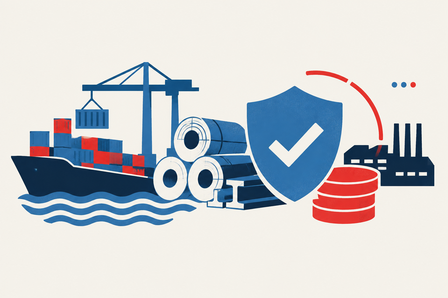 Editorial illustration representing: Ottawa’s tariff-remission system cushions a significant share of U.S. countertariffs
