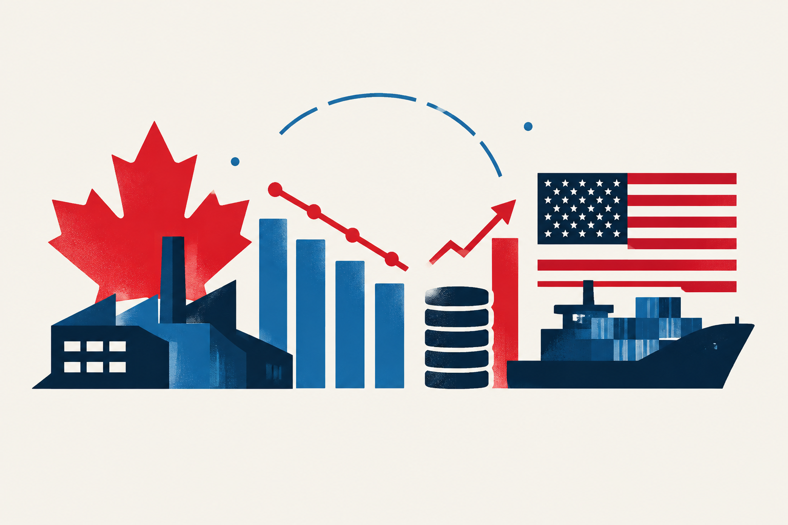 Editorial illustration representing: Canada’s Ivey PMI Slows in September as Price Gauge Rises