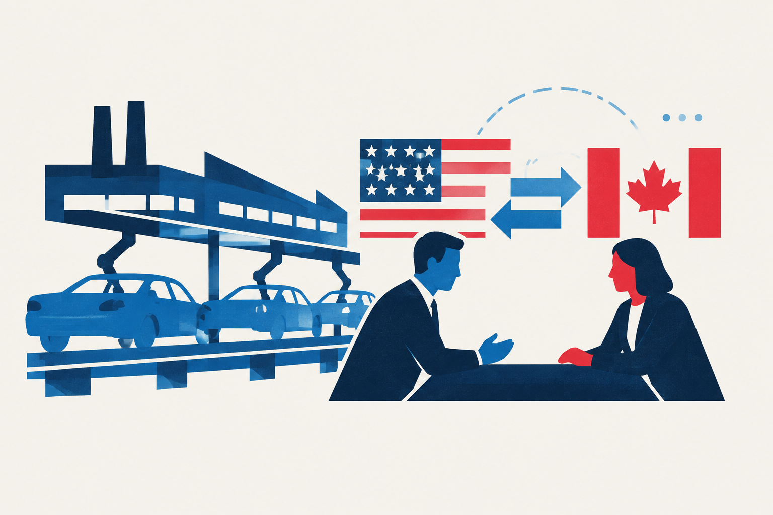 Editorial illustration representing: Unifor schedules strike-authorization votes as Stellantis talks stall