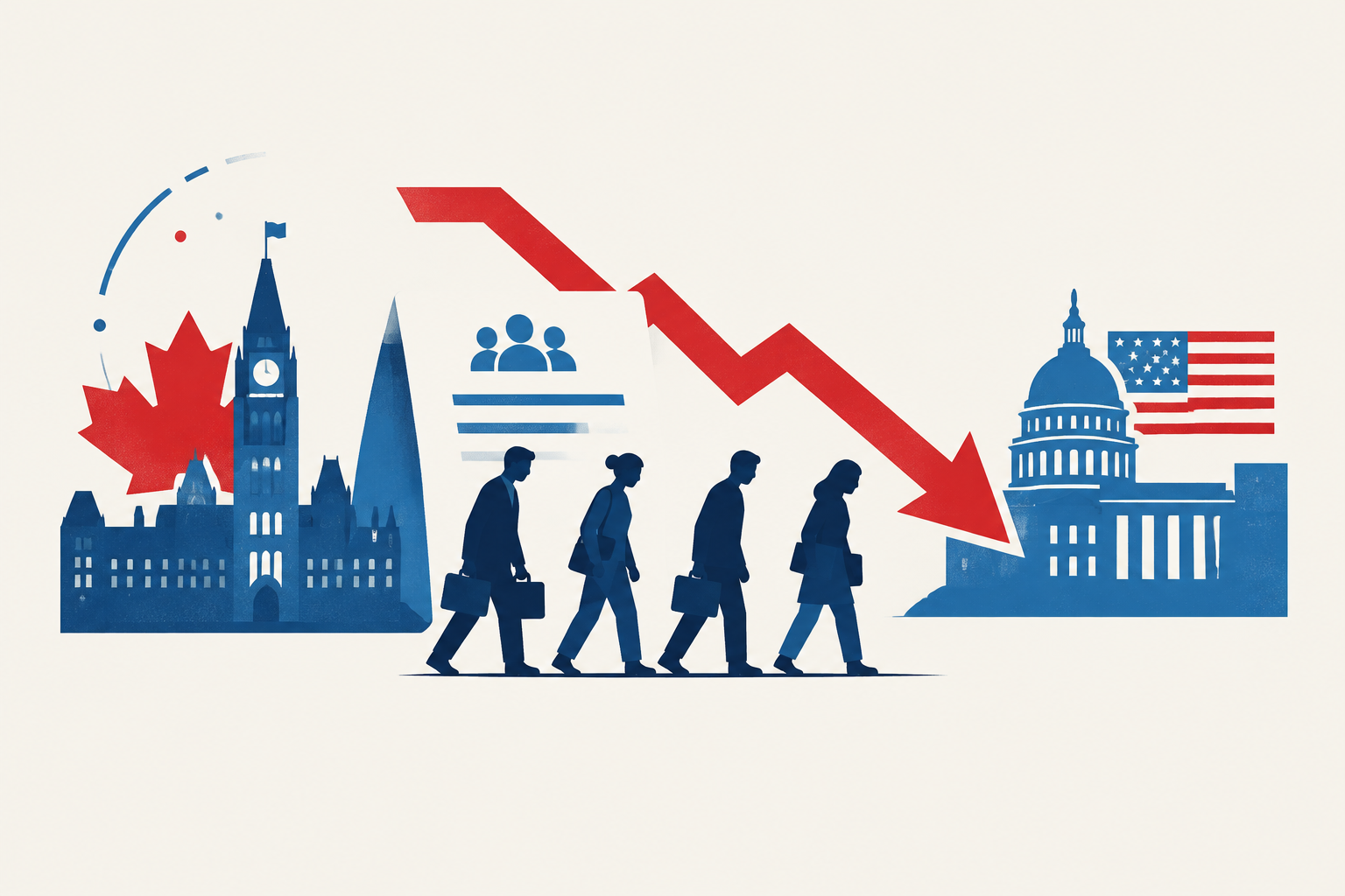 Editorial illustration representing: September Job Losses Erase Canada’s 2026 Employment Gains