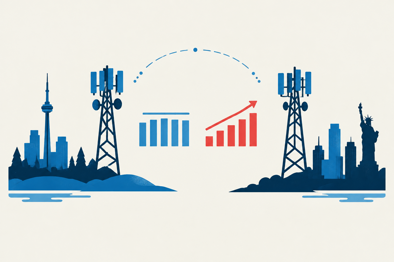Editorial illustration representing: GSMA report calls for Canadian telecom policy reset to support network investment