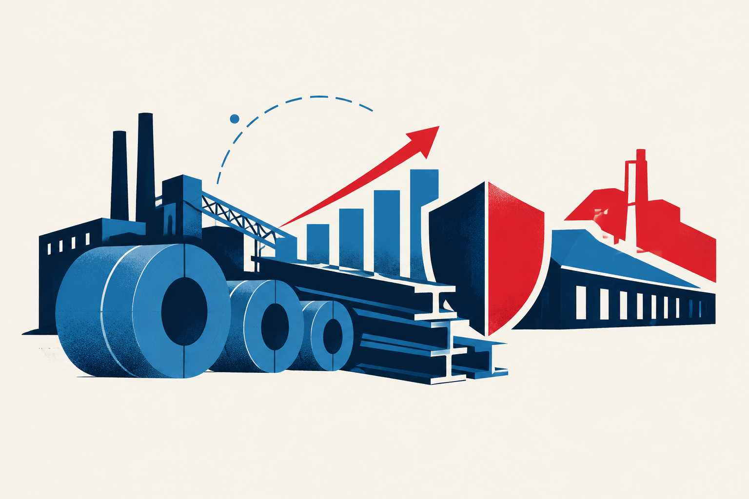 Editorial illustration representing: Canada and Ontario commit $5.22B to steel protection plan